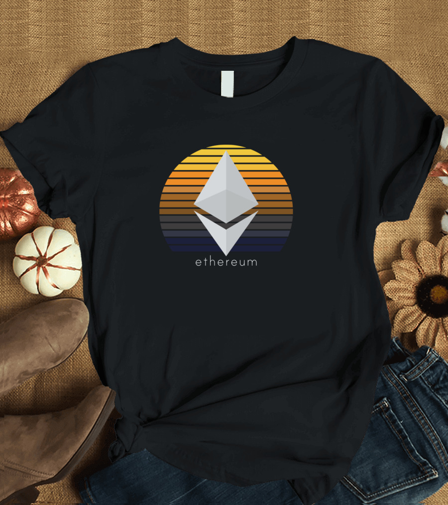 Ethereum Dark Sunset Geometric Gradient T-Shirt