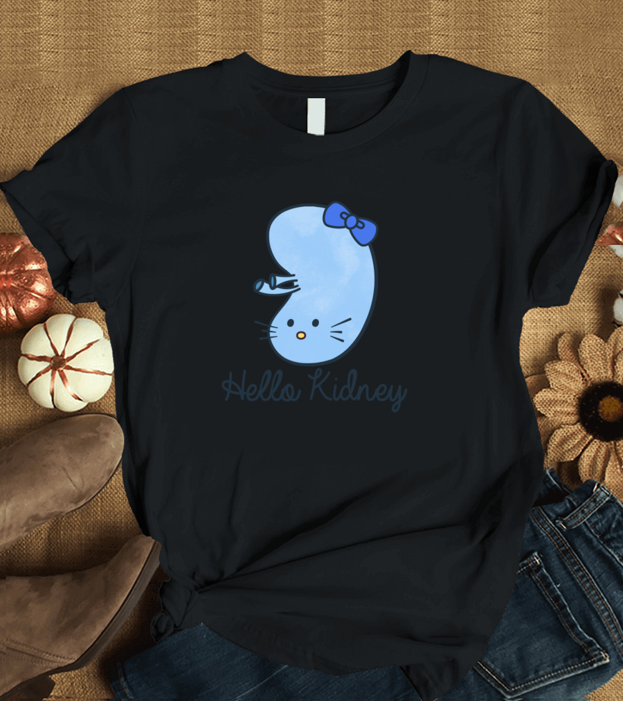 Hello Kidney Funny Show Your Appreciation for Your Cute Cartoon Kidney Character with Bow T-Shirt
