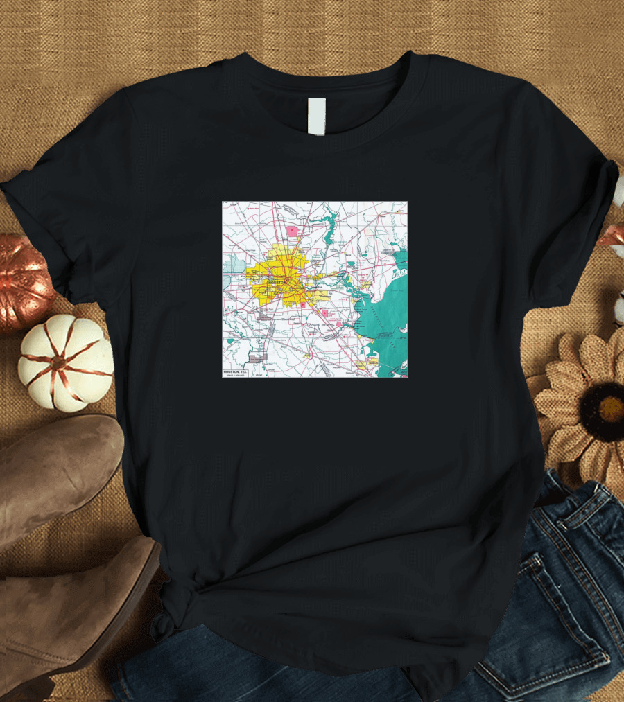 Houston Interstate and Downtown Area Map T-Shirt