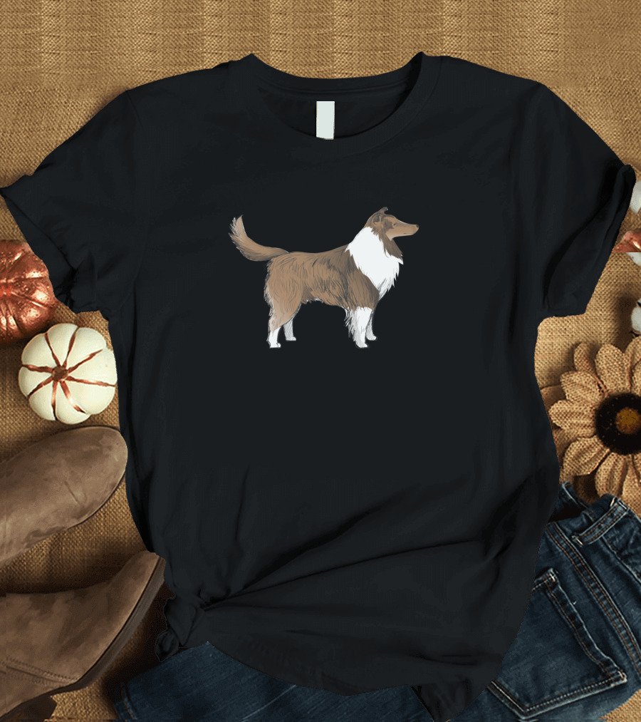 Shetland Sheepdog 01 Sheltie Brown White Standing Profile T-Shirt