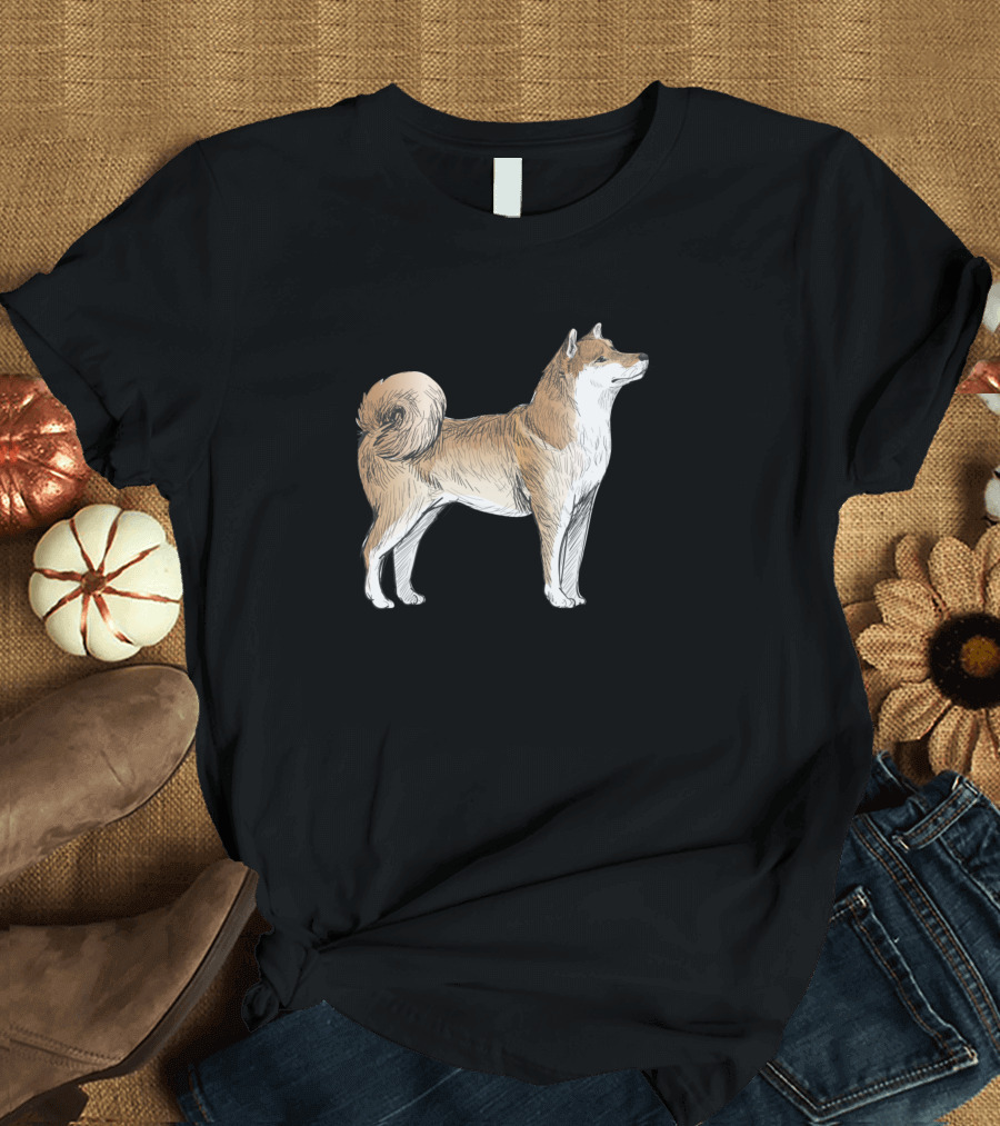 Shiba Inu Dog Detailed T-Shirt