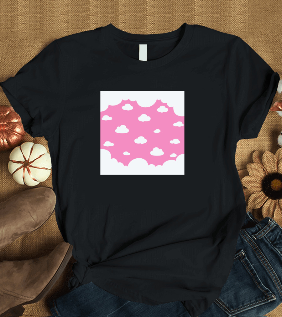 Simple Pink Sky with White Clouds T-Shirt