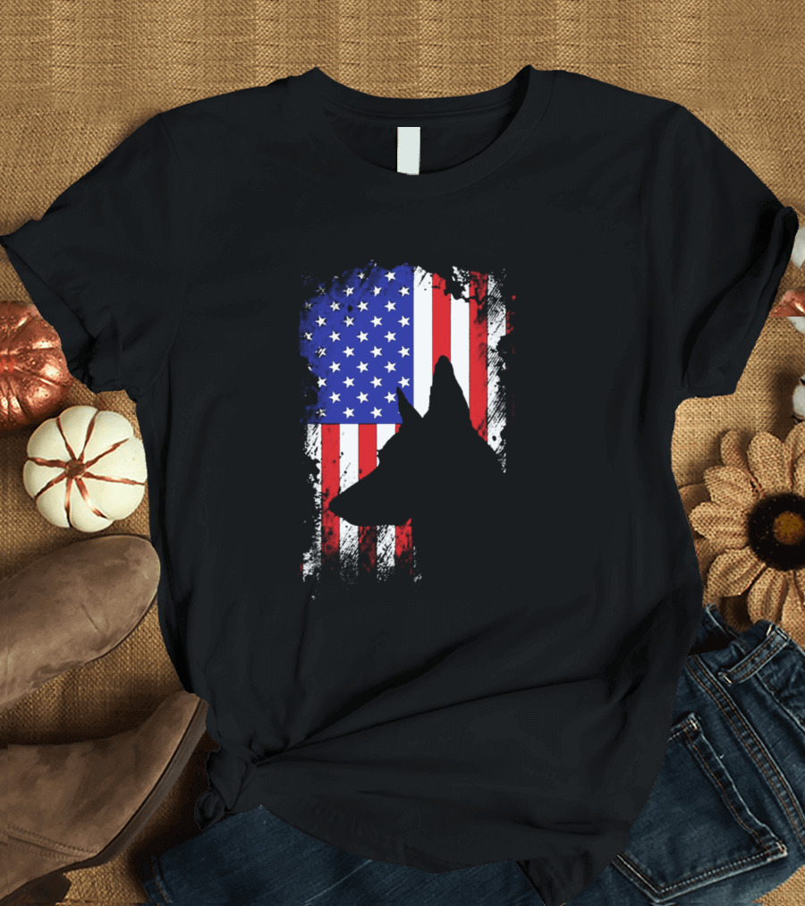 Usa German Shepherd American Flag T-Shirt