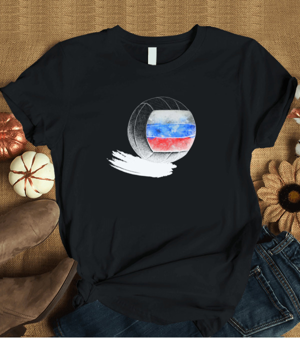 T-Shirt: Vintage Volleyball Russia Flag Russians T-Shirt Vintage Volleyball Russia Flag Russians T-Shirt