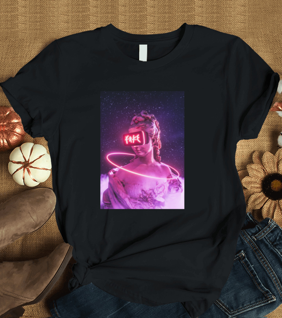 FAKE Statue Neon VR Cosmic Aura T-Shirt