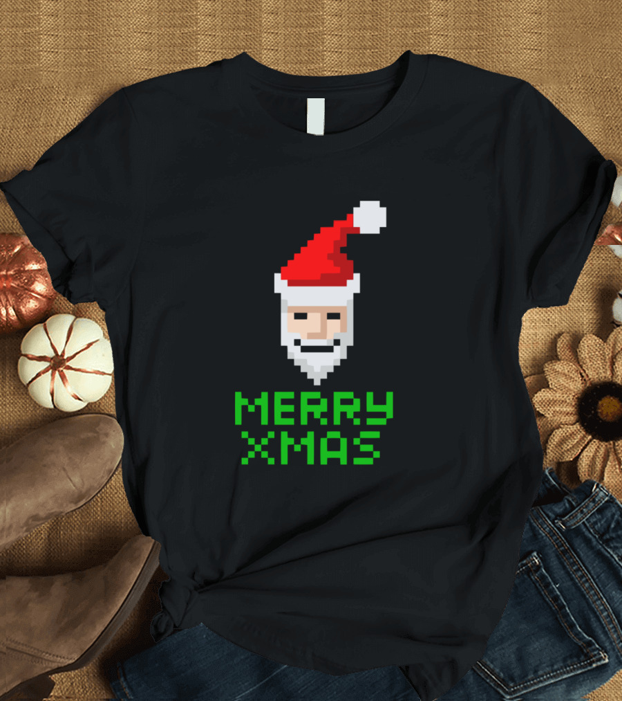 Merry Xmas Pixel Santa T-Shirt