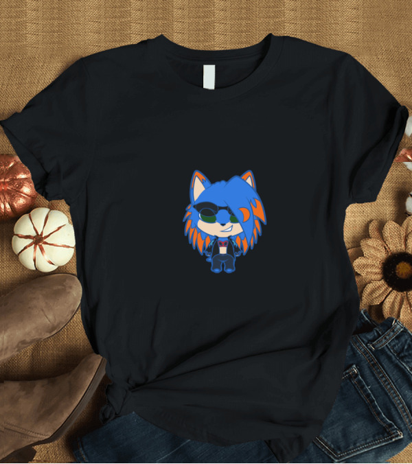 T-Shirt: ALINA Blue Fox Character with Sunglasses and Blue Hair T-Shirt ALINA Blue Fox Character with Sunglasses and Blue Hair T-Shirt