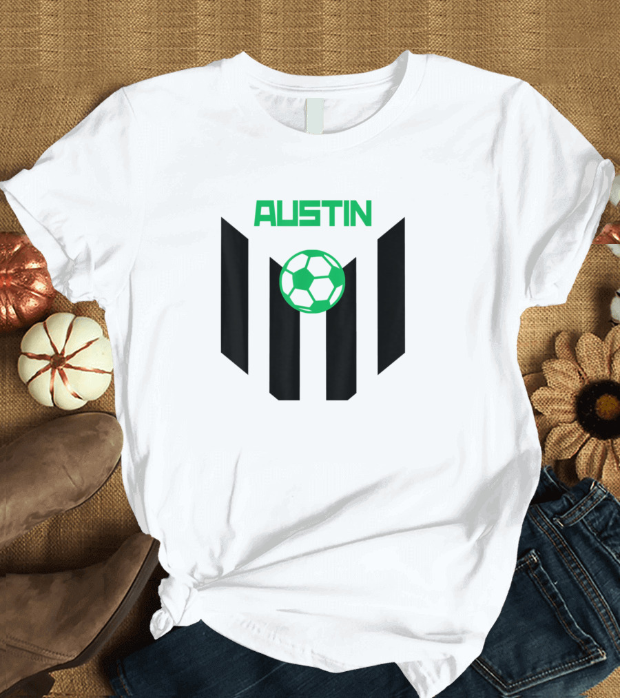 Austin Soccer Jersey Green Football Fan Badge T-Shirt