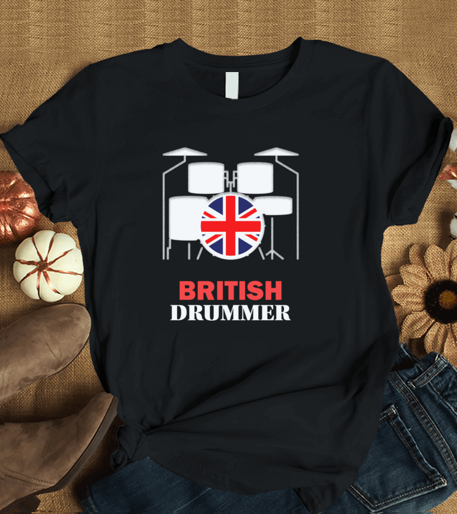British Drummer Union Jack Drum Kit T-Shirt