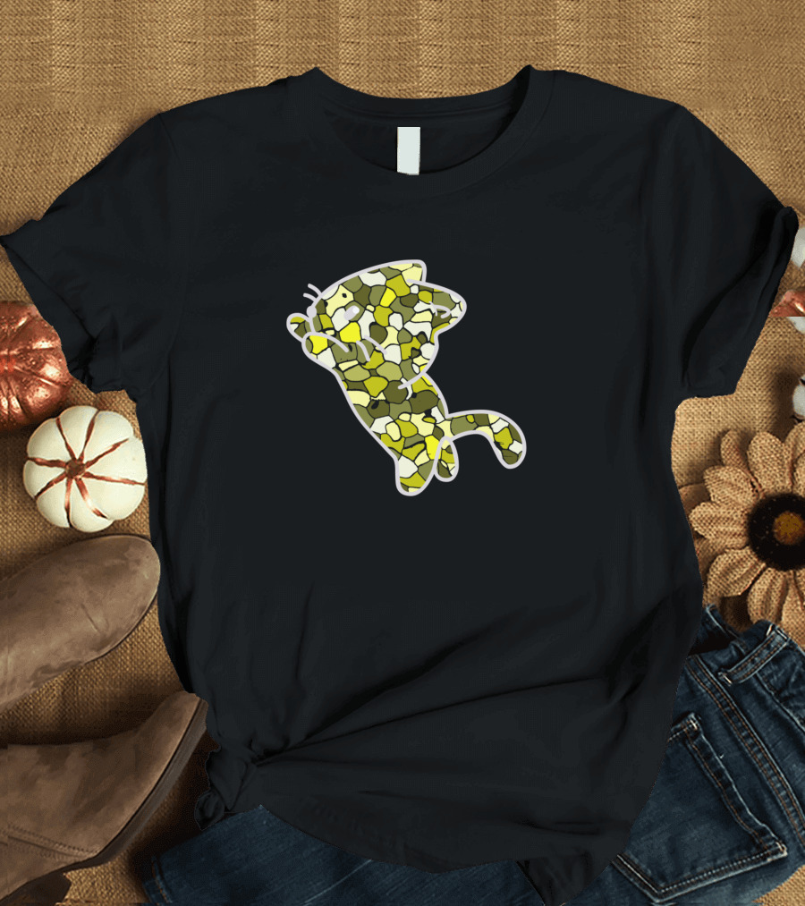 Stay Pawsitive Cat Jewel Mosaic Yellow T-Shirt