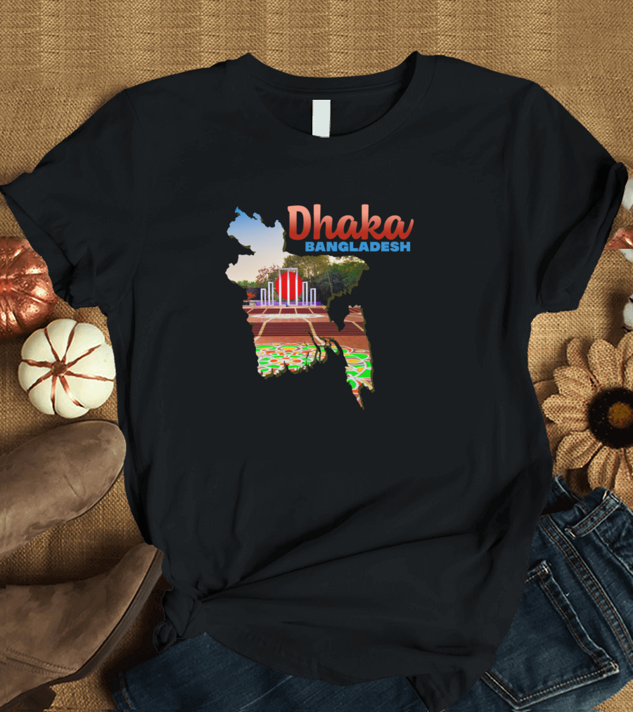 Dhaka Bangladesh Central Shaheed Minar Map T-Shirt
