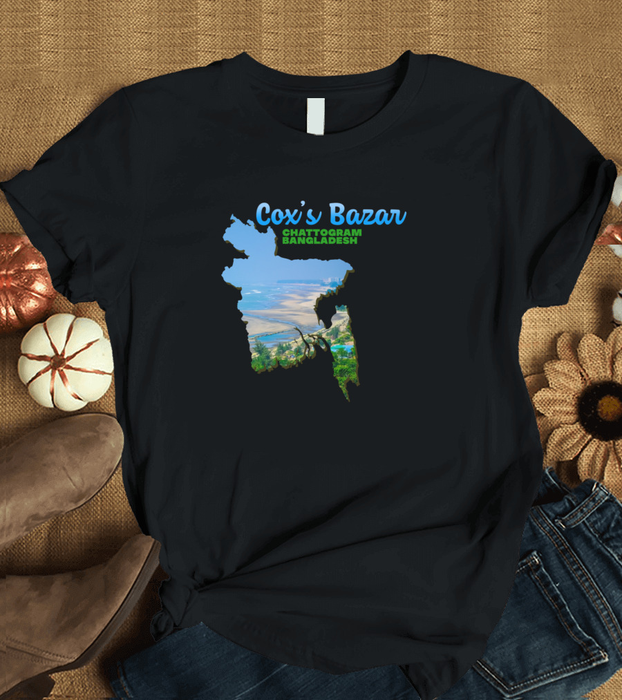Cox's Bazar Chattogram Bangladesh Map Beach Scene T-Shirt