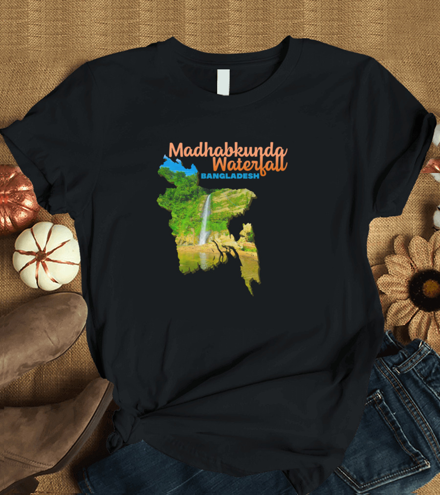 Madhabkunda Waterfall Bangladesh Majestic Map T-Shirt