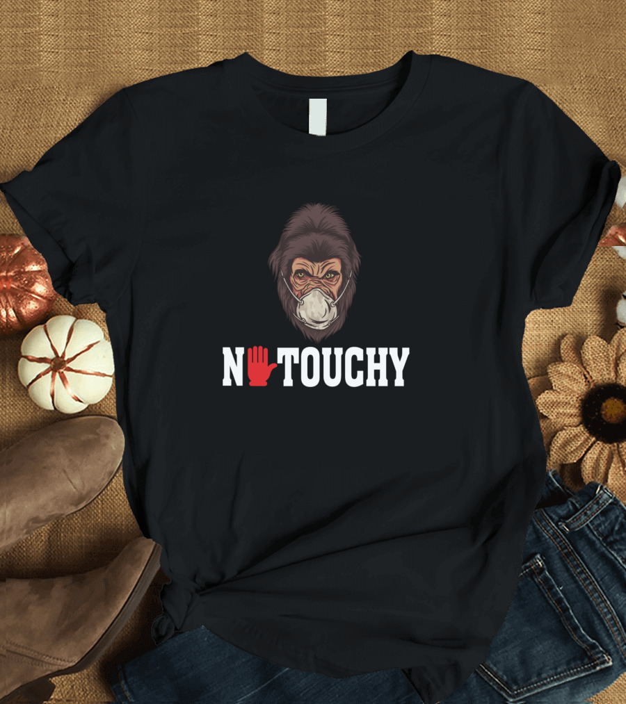 No Touchy Gorilla with Mask and Red Hand Warning T-Shirt