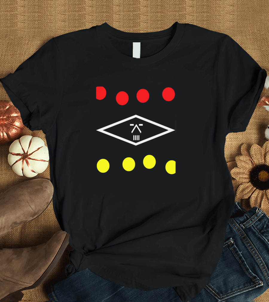 Robotron Retro Icon Face with Red and Yellow Circles T-Shirt