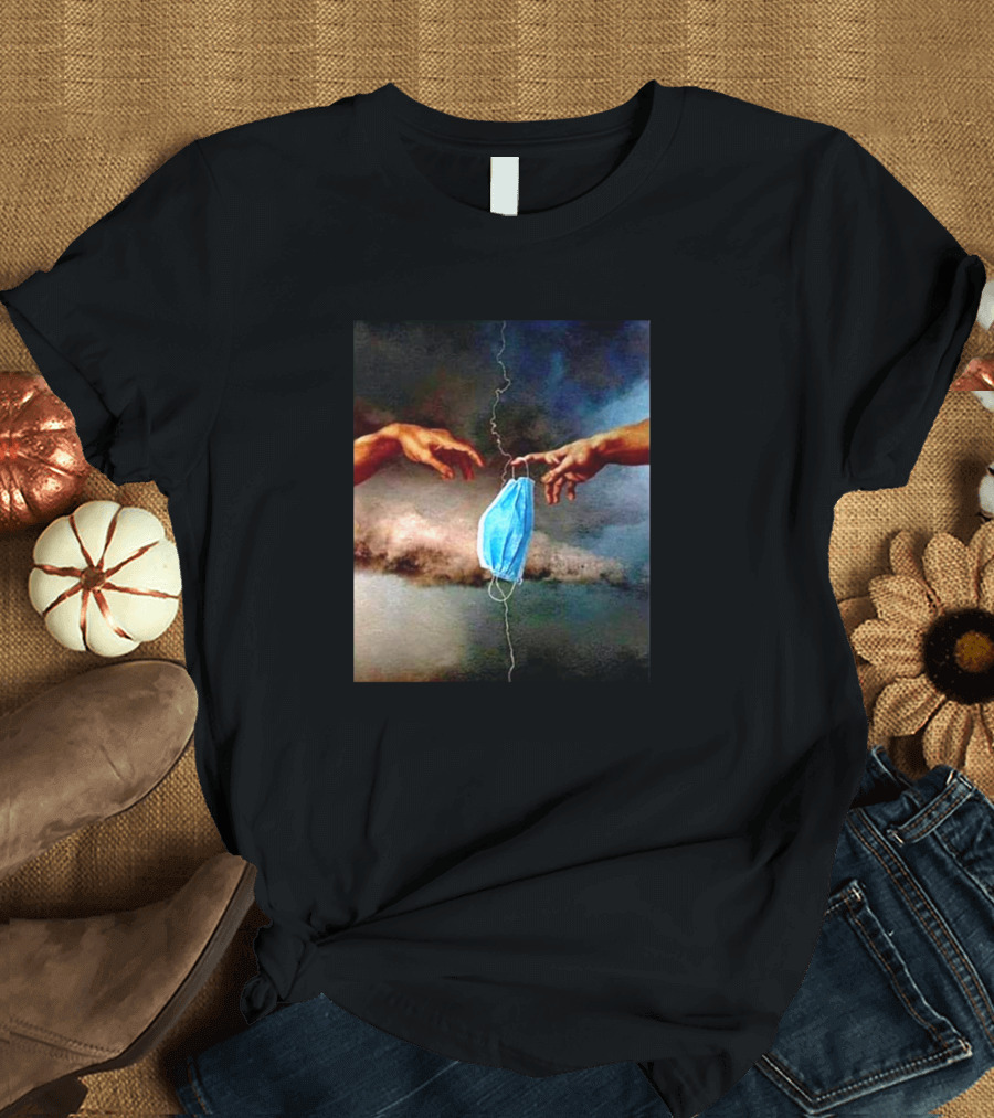 Sistine Chapel Hands Holding Face Mask Creation Masterpiece T-Shirt