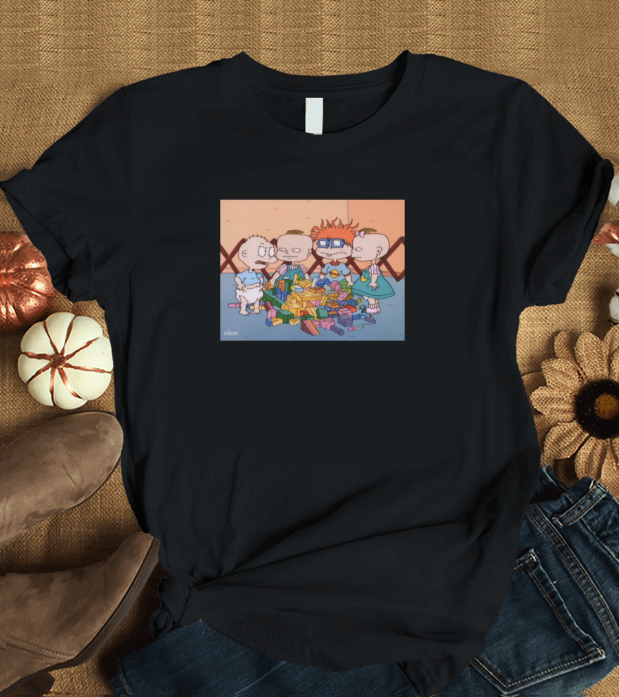 Vintage Retro Nickelodeon Rugrats Cartoon Characters Blocks T-Shirt