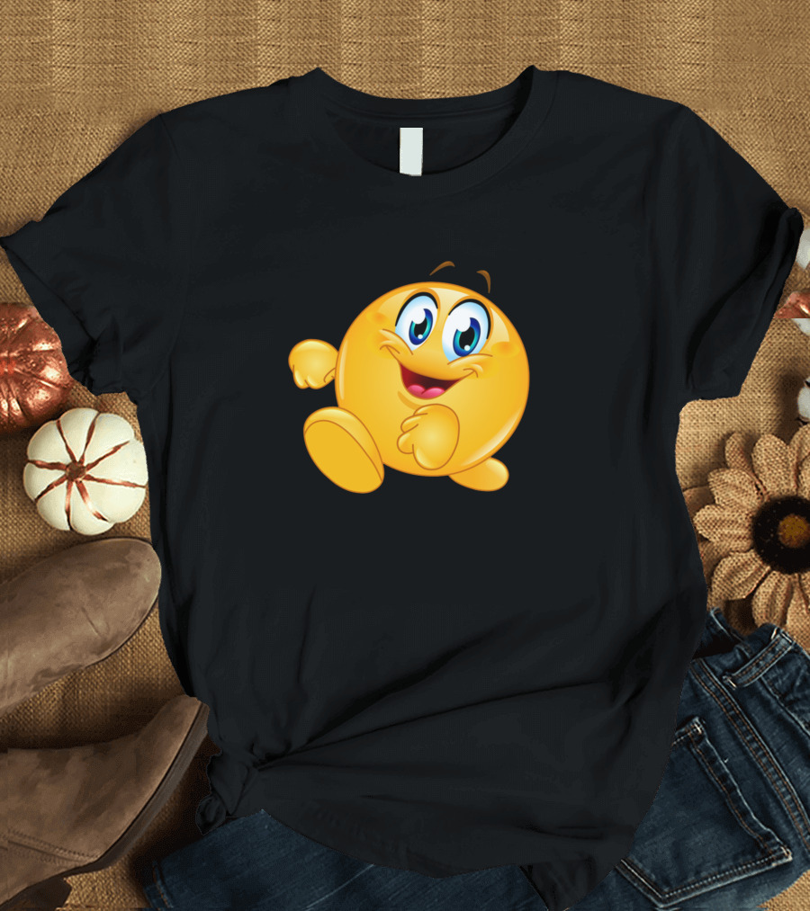 Walking Emoji Happy Face Character T-Shirt