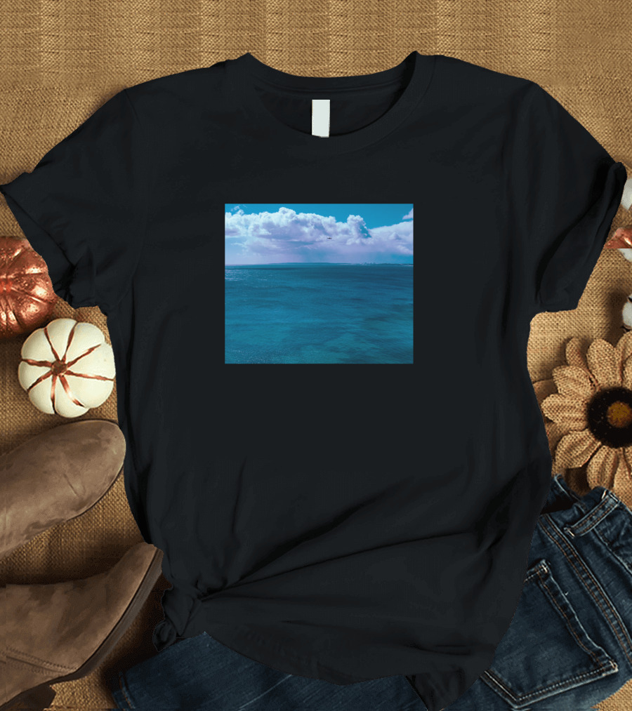 Beautiful View Of Turquoise Ocean In Portugal Stunning Seascape Under Blue Sky T-Shirt