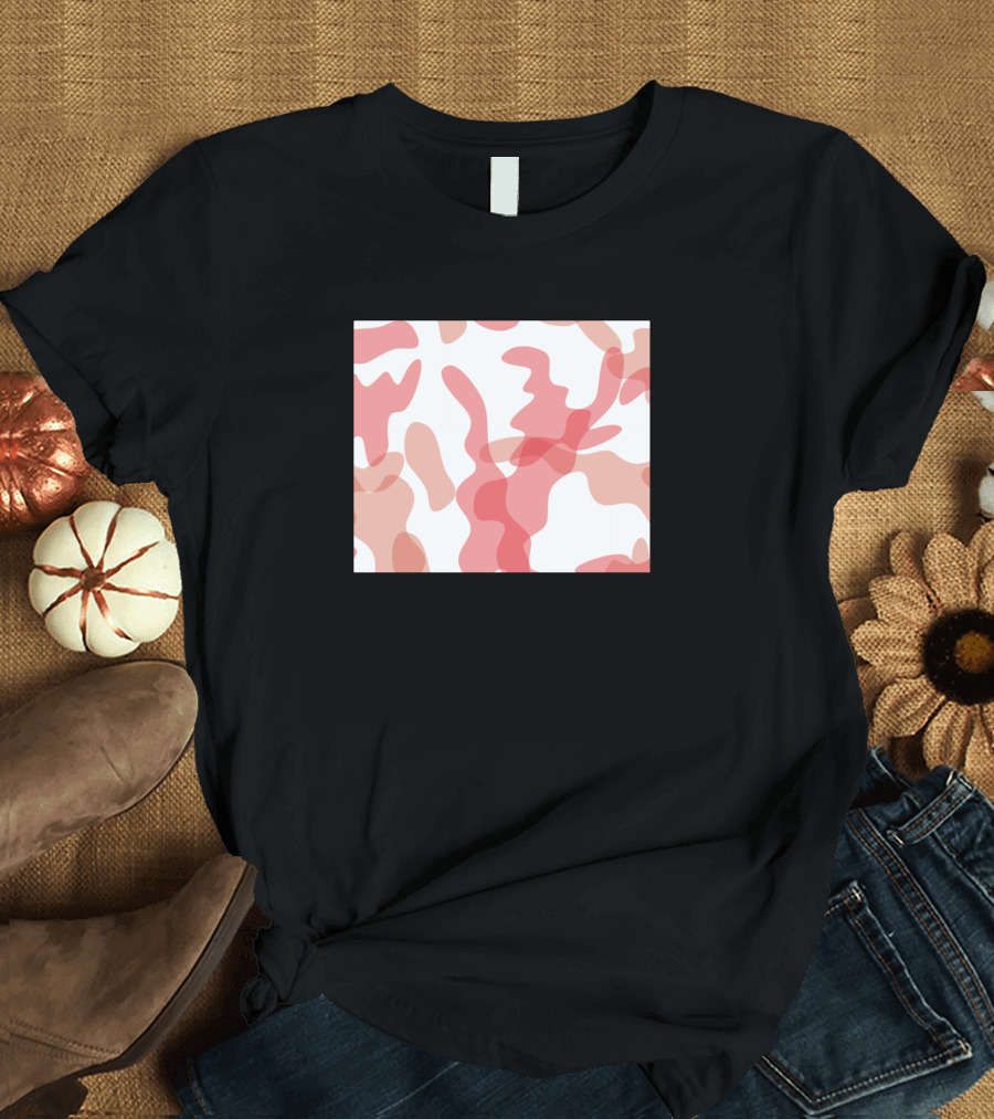 Camouflage Pink and Beige Abstract T-Shirt