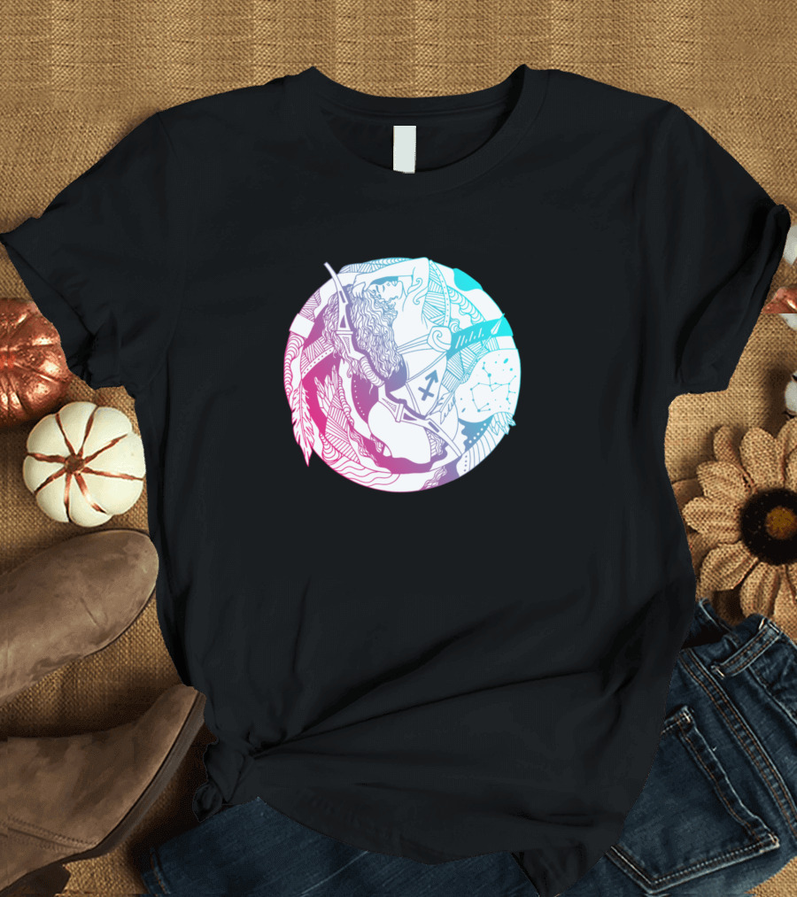 Sagittarius Zodiac Sign Celestial Archer in Vibrant Pastels T-Shirt