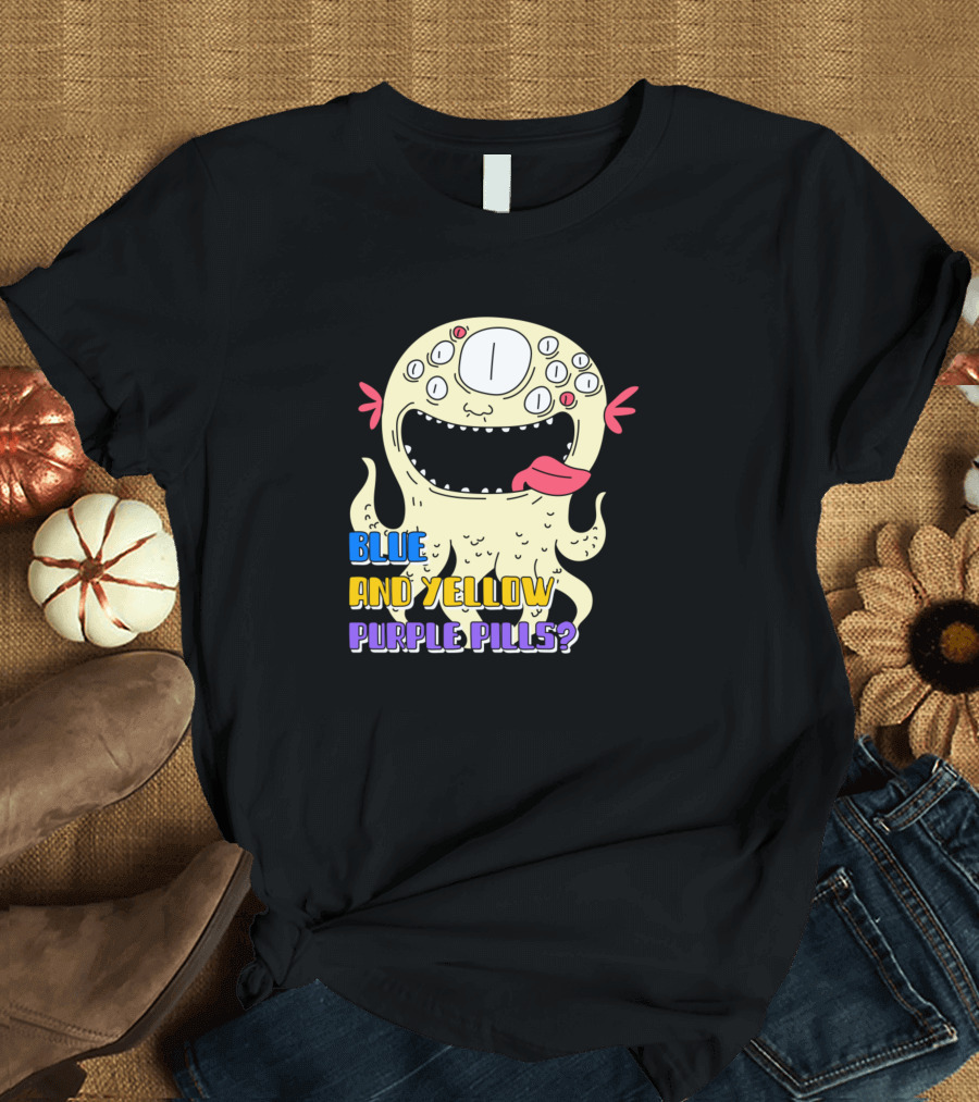 Blue and Yellow Purple Pills Monster T-Shirt