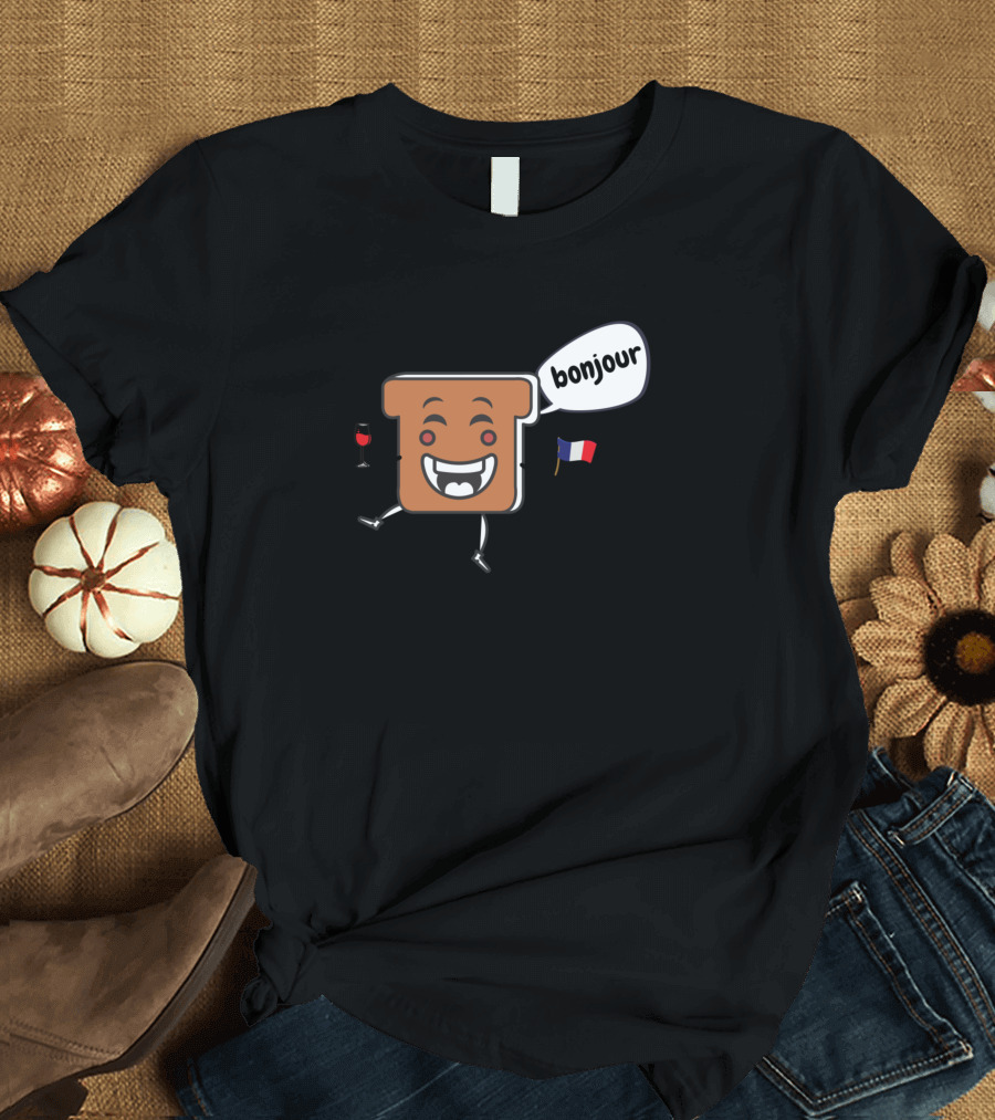Bonjour Toast French Flag Wine Greetings T-Shirt