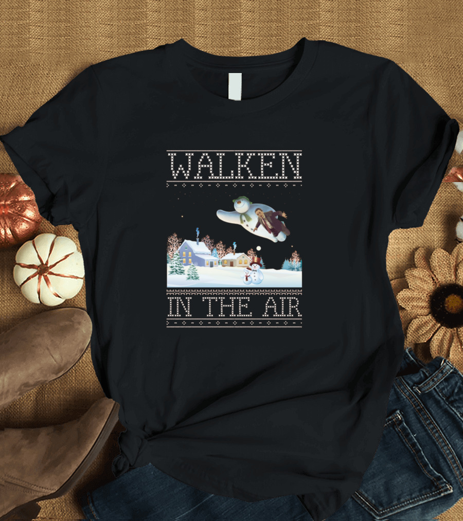 Walken in the Air Snowman Scene Winter Holiday T-Shirt