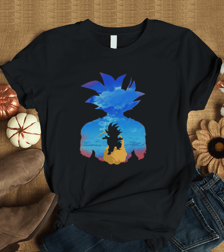 Goku Man Blue Sky Silhouette with Flying Nimbus T-Shirt