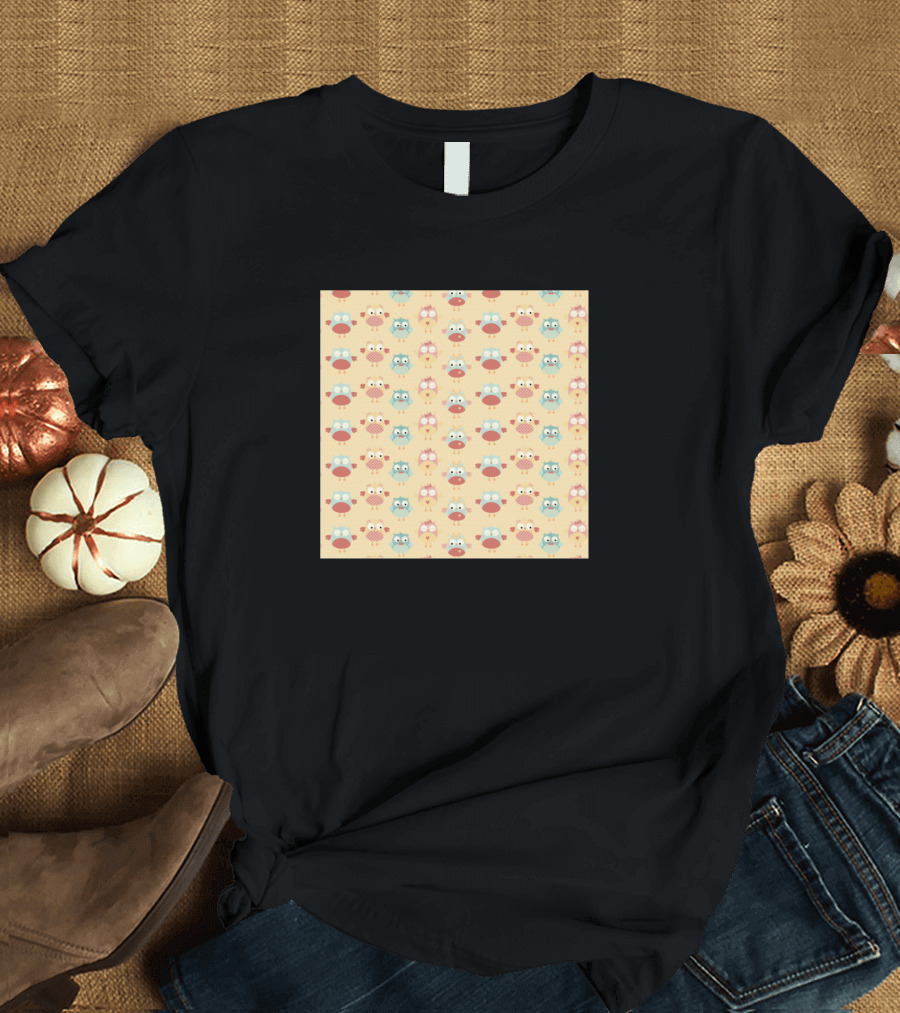 Cute Owl Pattern Neck Gaiter T-Shirt