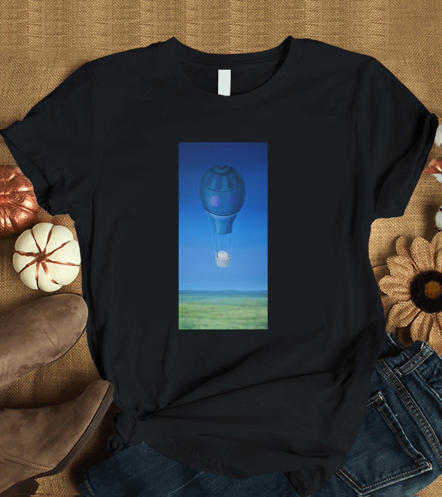 Delivery By Fat Cat Floating in Blue Hot Air Balloon T-Shirt