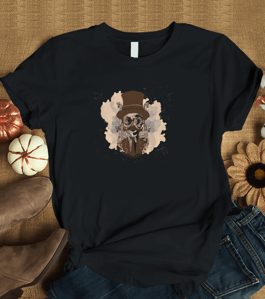 Steampunk Man with Top Hat and Gears T-Shirt
