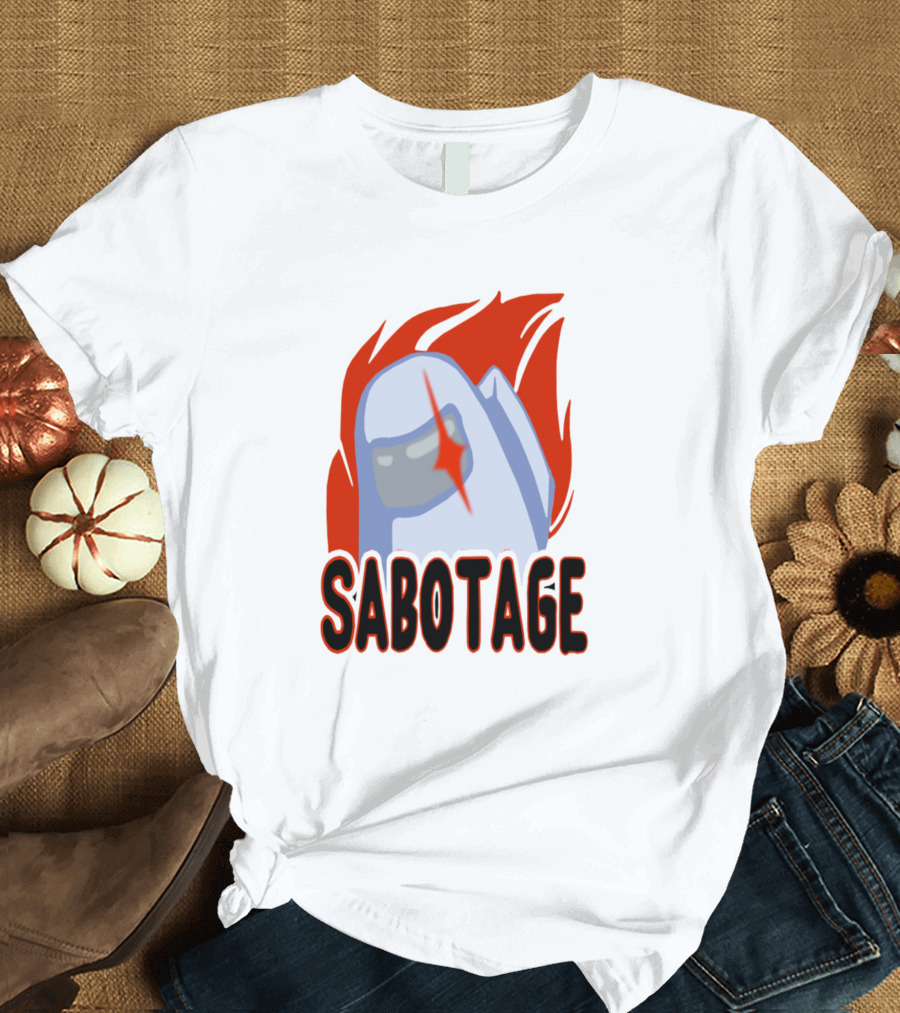 White Among Us Sabotage Crewmate Flame T-Shirt