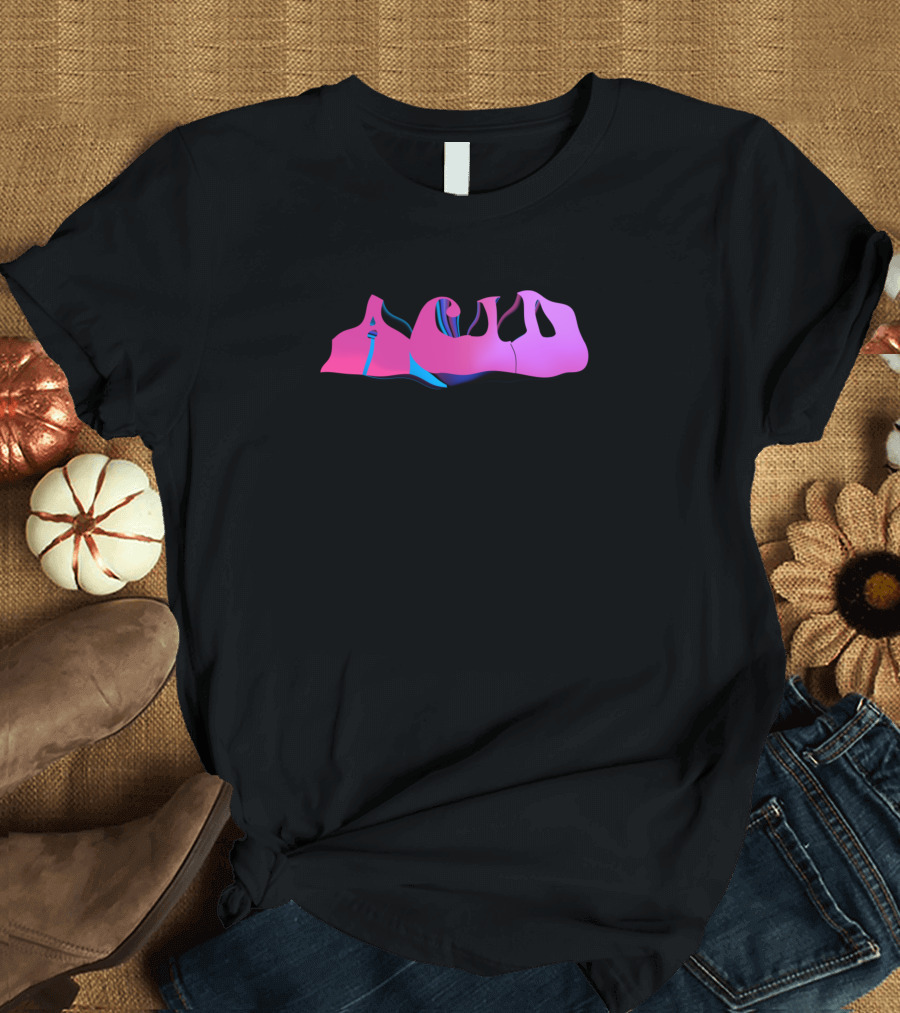 Acid 3D Psychedelic Gradient Typography T-Shirt