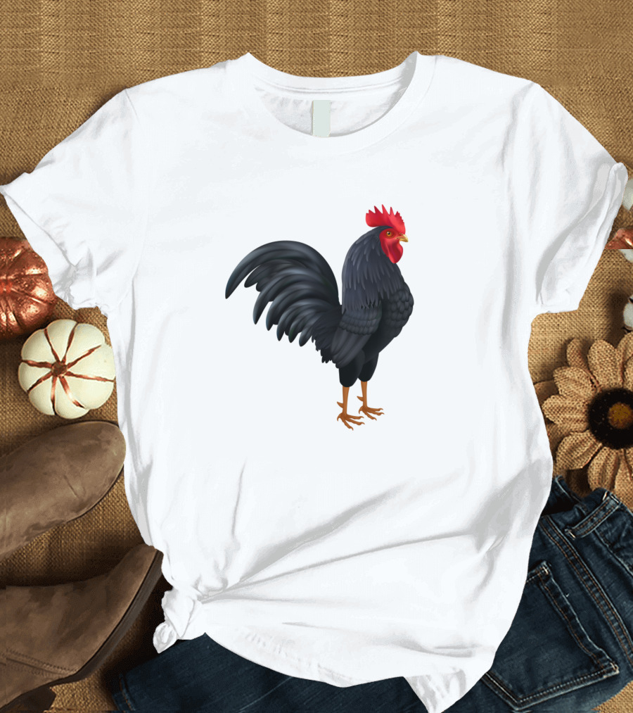 Black Rooster Detailed T-Shirt