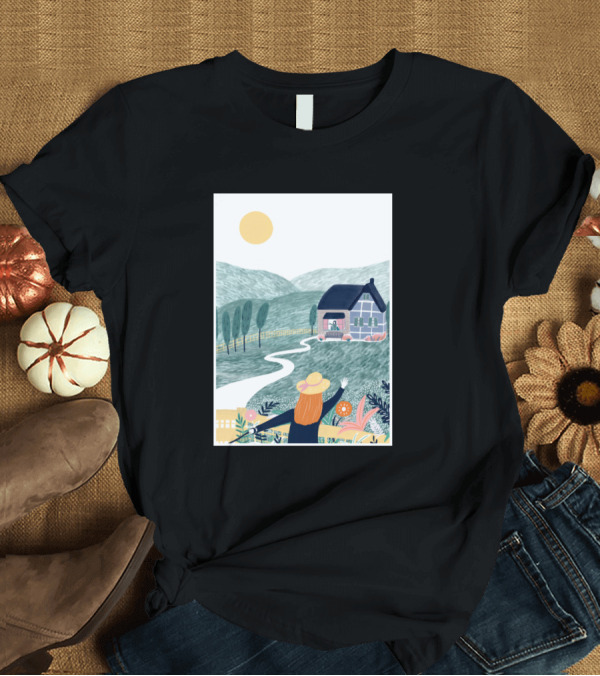 T-Shirt: Country Side Cottage Hills Morning Sun T-Shirt Country Side Cottage Hills Morning Sun T-Shirt