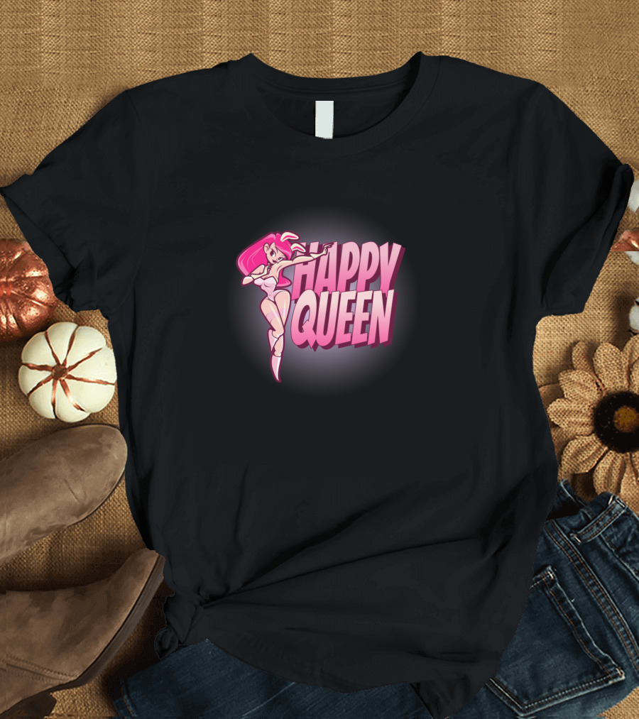 Happy Queen Bunny Pink Cartoon Character T-Shirt