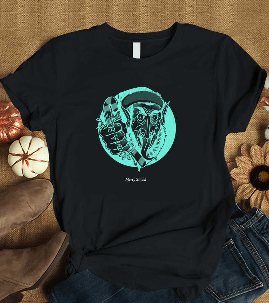 Merry Xmas Goblin Holding Candy Cane T-Shirt