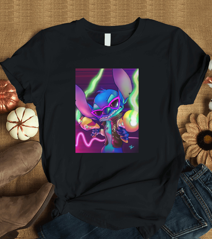 Retro Neon Stitch Laser Vibes T-Shirt