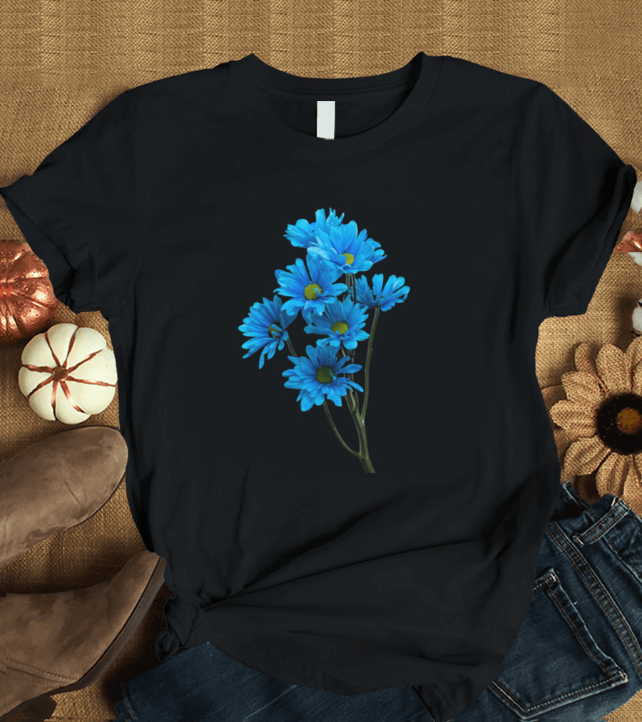 Super Mum In The Whole Galaxy Blue Flowers T-Shirt