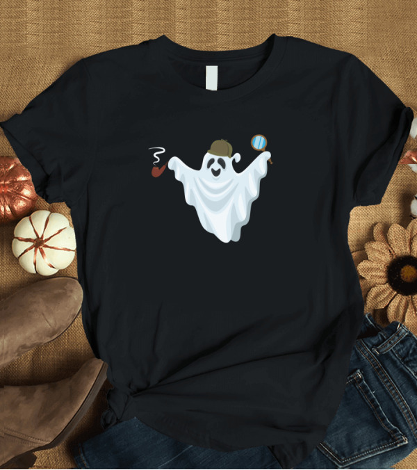 T-Shirt: Ghost Investigator Paranormal Detective with Pipe and Magnifying Glass T-Shirt Ghost Investigator Paranormal Detective with Pipe and Magnifying Glass T-Shirt