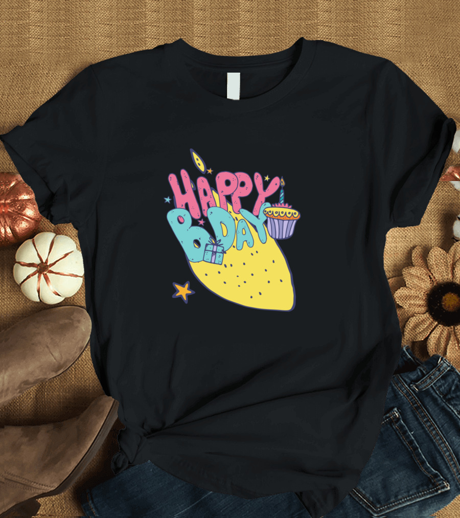 Happy Bday Present and Cake Celebration Burst T-Shirt
