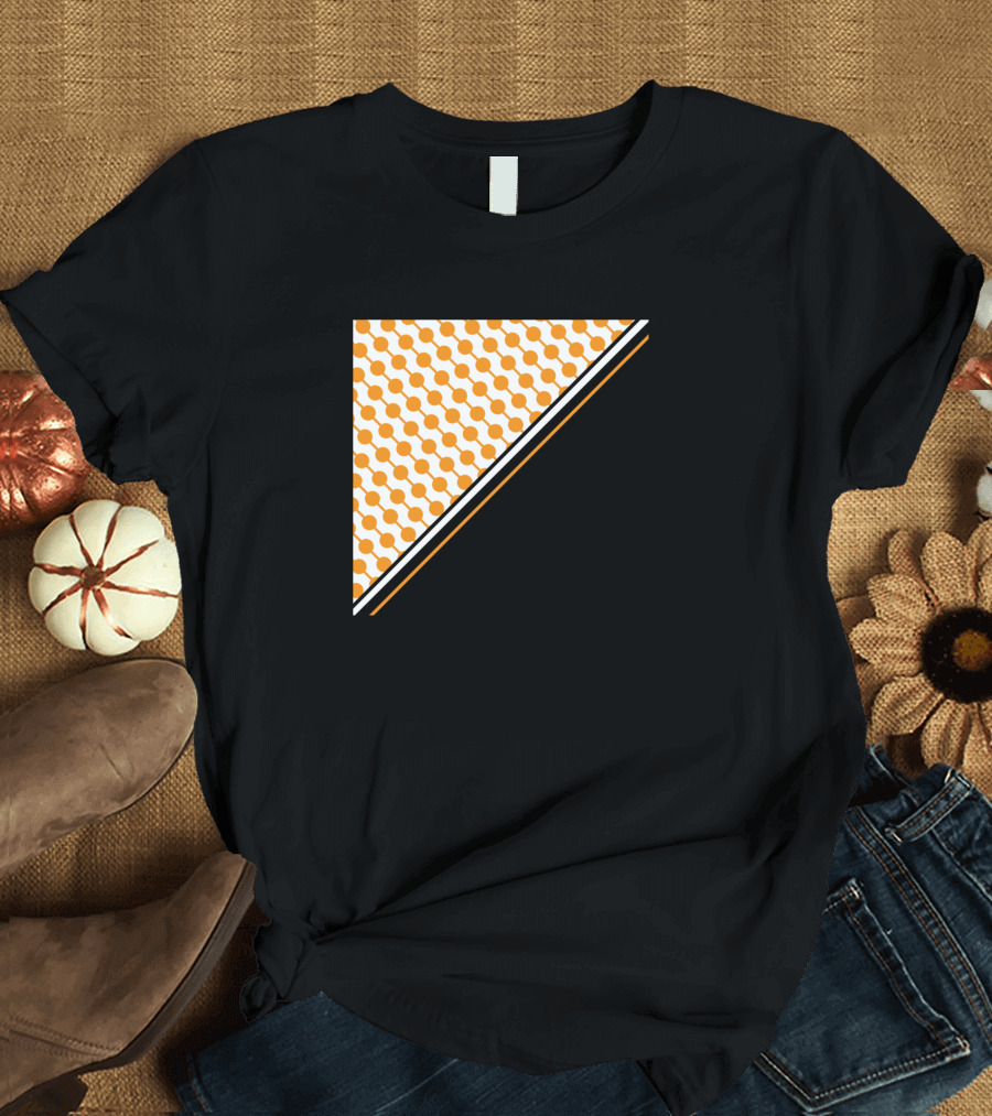 Minimal Geometric Orange Circles Black Diagonal Stripe T-Shirt