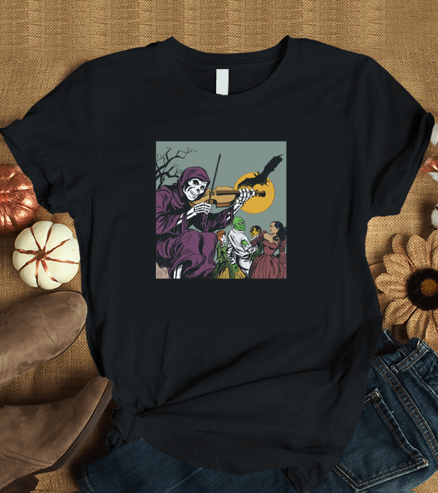 Monster Ball Skeleton Violinist with Dancing Creatures T-Shirt