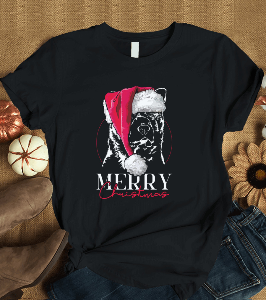 Merry Christmas Akita Funny Santa Dog T-Shirt