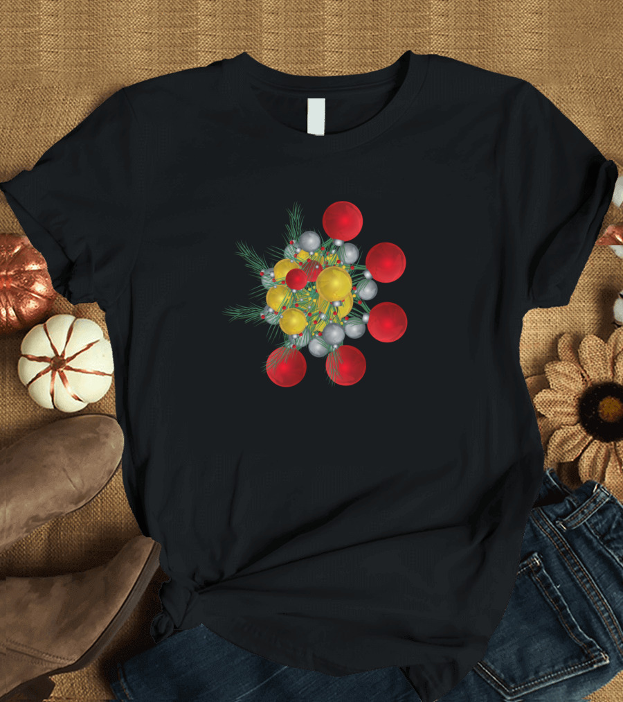Merry Christmas Tree With Baubles T-Shirt