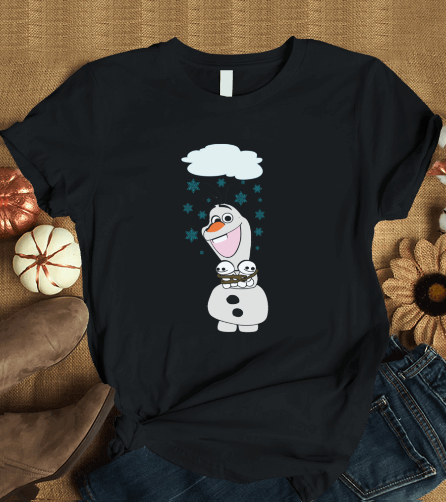 Olaf with Cloud and Snowflakes Holding Snowgies T-Shirt