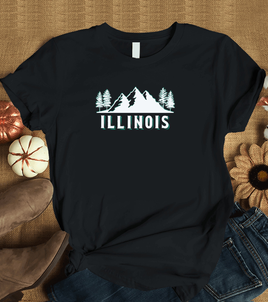 Retro Vintage Illinois Mountains Trees USA T-Shirt