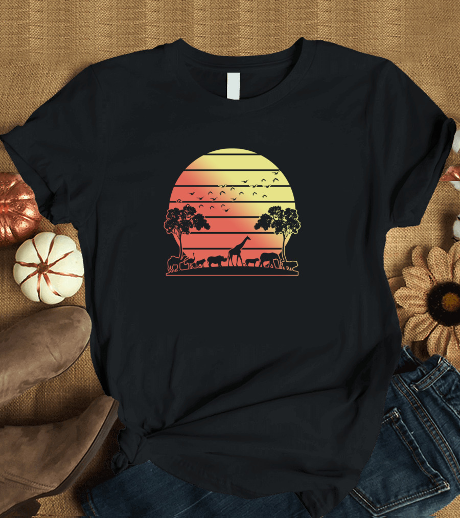 Africa Safari Amarula Steppe Sunset Wildlife Scene T-Shirt