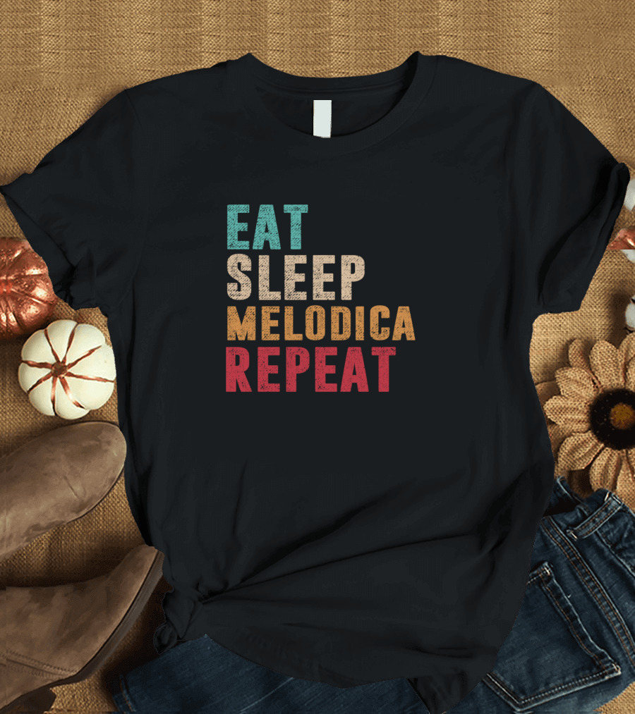 Eat Sleep Melodica Repeat Phrase in T-Shirt